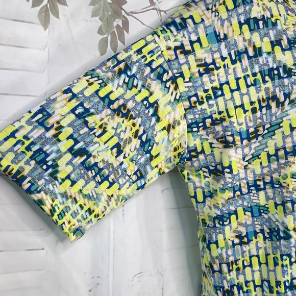 LuLaRoe Irma Womens White Blue Yellow Abstract Hi Lo Casual Shirt Top Large L - Picture 4 of 12
